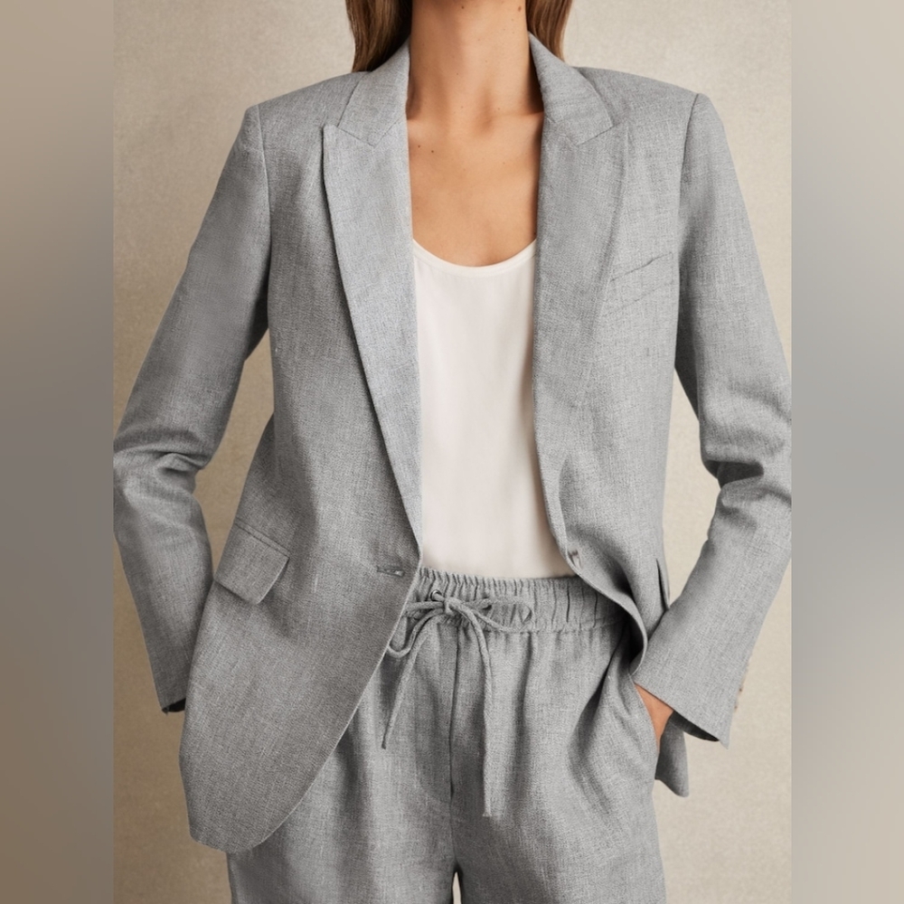 Reiss Light Blue Linen Women's Blazer